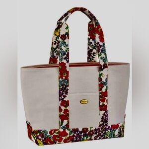 Coach Floral Trim Cream Canvas Tote Bag - NWOT